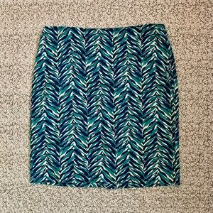 Talbots Petites White, Blue and Green Patterned Women's Skirt